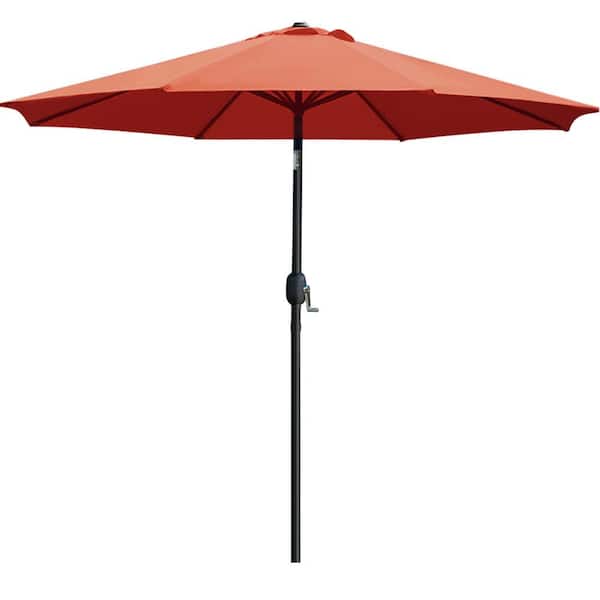 Unbranded 9 ft. Aluminum Pole Market Push Button Tilt Patio Umbrella in Orange