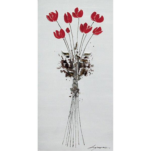 Yosemite Home Decor 39 in. x 20 in. "Tulips Bouquet" Hand Painted Contemporary Artwork