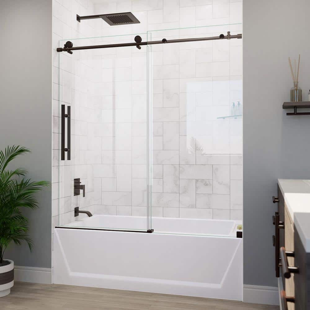 DreamLine Enigma-X 55-59 in. W x 62 in. H Clear Sliding Tub Door in Oil ...