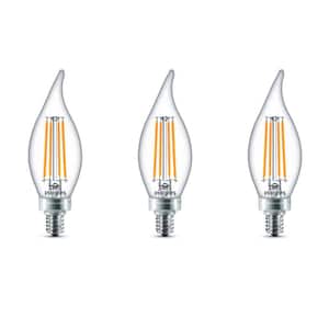 60-Watt Equivalent B11 Dimmable Edison Glass LED Candle Light Bulb Bent Tip Candelabra Base Daylight (5000K) (3-Pack)