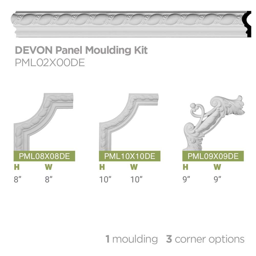 8" White Polyurethane Rope Panel Moulding Corner