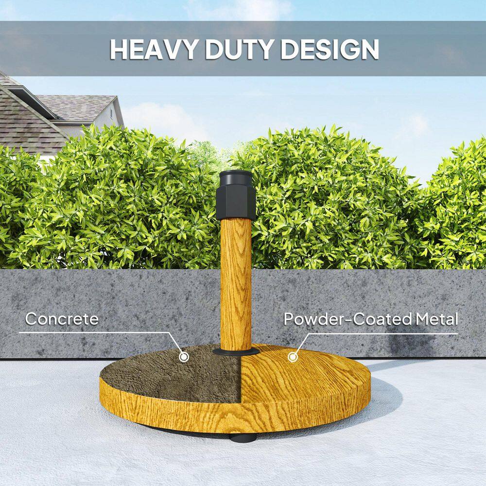 Natural Wood and Concrete Patio Umbrella Base with Wheels
