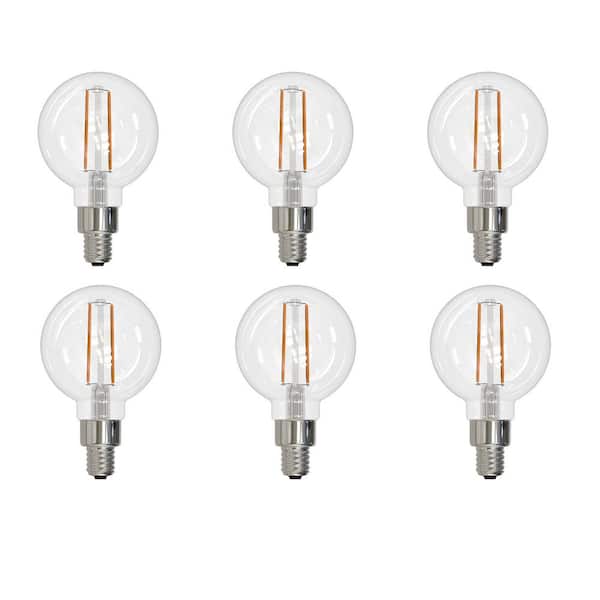 25-Watt Equivalent G16 Dimmable Clear E12 LED Light Bulb in 2700K Warm White (6-Pack)