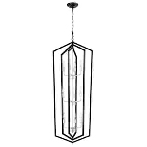 12-light Silver Lantern Tired Farmhouse Ceiling Hanging Light Chandelier for Dining Room Kitchen with No Bulbs Included