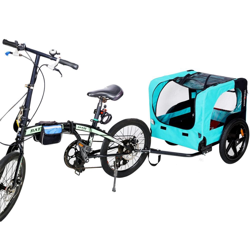 Light Green Foldable Pet Jogging Stroller with Mesh Canopy