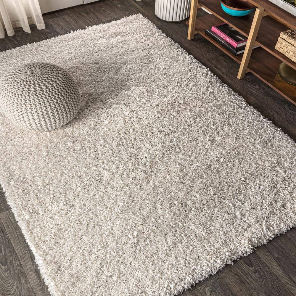 Mercer Cream Shag Plush Rectangular Area Rug 3' x 5'