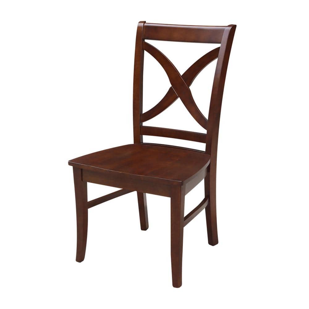 Set of 2 Vineyard Espresso Solid Wood Cross-Back Dining Chairs