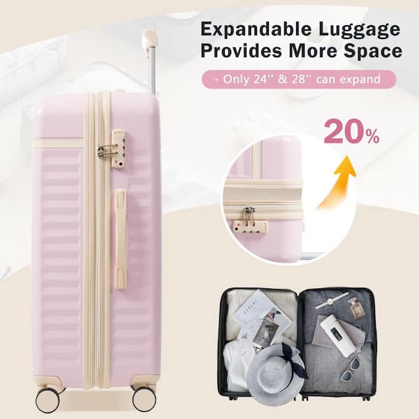 Merax 3 Bags 3-Piece Pink Expandable ABS Hardshell 20 in. 24 in