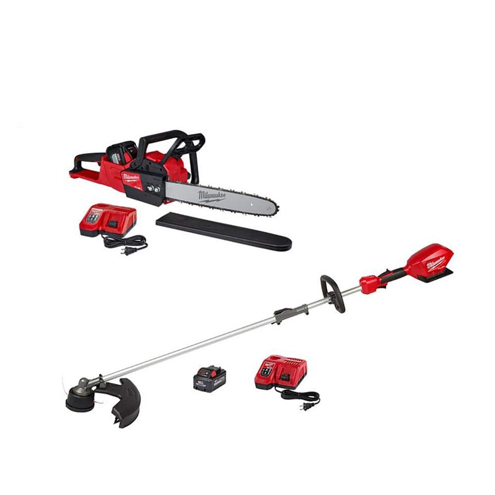 Milwaukee M18 FUEL 16 in. 18V Lithium-Ion Brushless Electric Battery Chainsaw and M18 String Trimmer Kit with Batteries -  2727-21HD-21ST