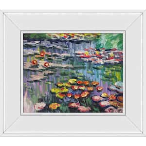 Water Lilies (pink) by Claude Monet Galerie White Framed Nature Oil Painting Art Print 12 in. x 14 in.