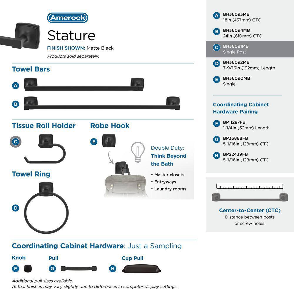 Matte Black Single Post Wall Mount Toilet Paper Holder