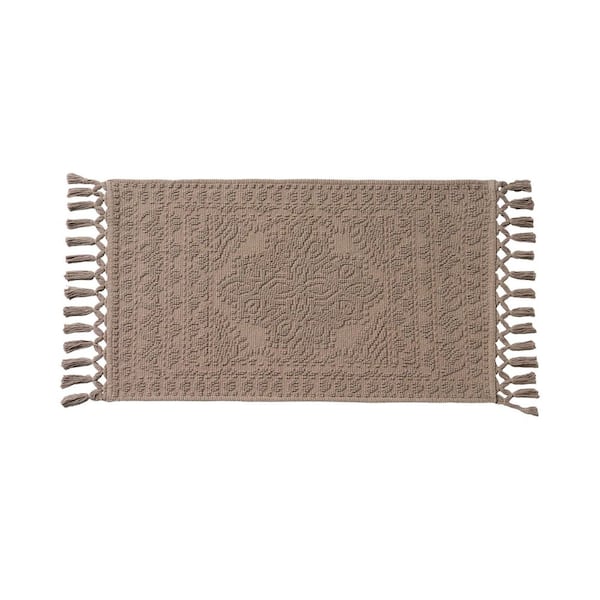 Nellore Beige 20 in. x 38 in. Fringe Solid Color Cotton Rectangle Bath Rug