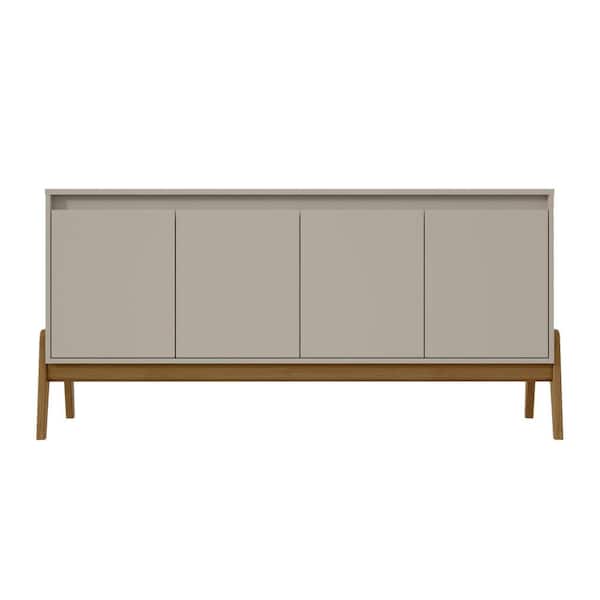 Gales Mid-Century Modern Off White MDF 63.32 in. Sideboard with 4-Storage Shelves and 4-Soft Close Doors