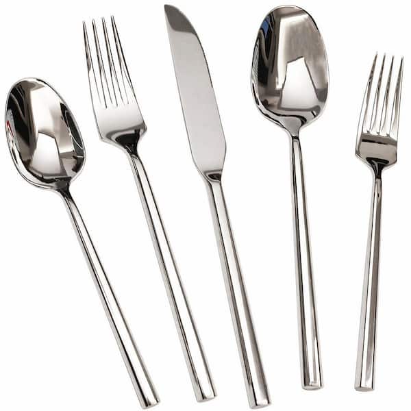 20-Piece 18/10 Stainless Steel Hexagonal Flatware Set with Mirror Finish