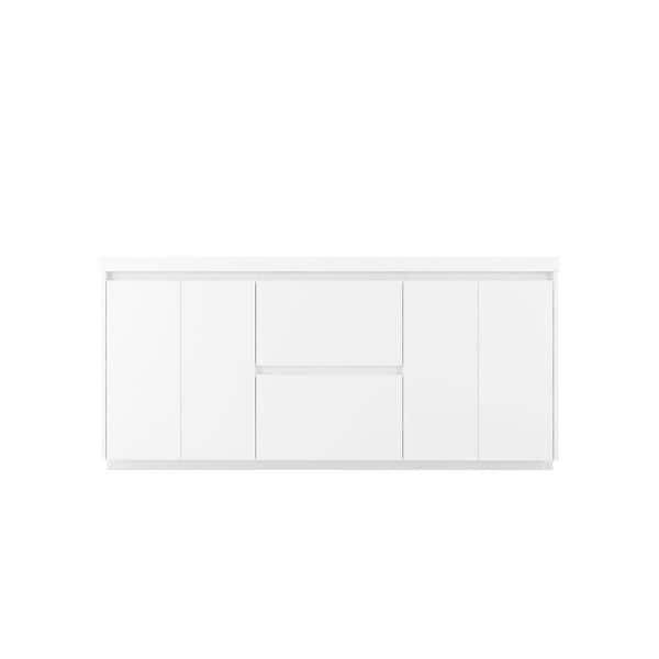 72 in. W x 20 in. D x 34 in. H Double Sink Freestanding Bath Vanity in Glossy White with White Resin Top