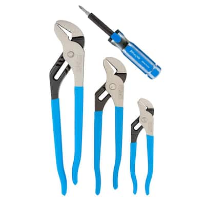 3-Piece Tongue and Groove Pliers Set with Screwdriver