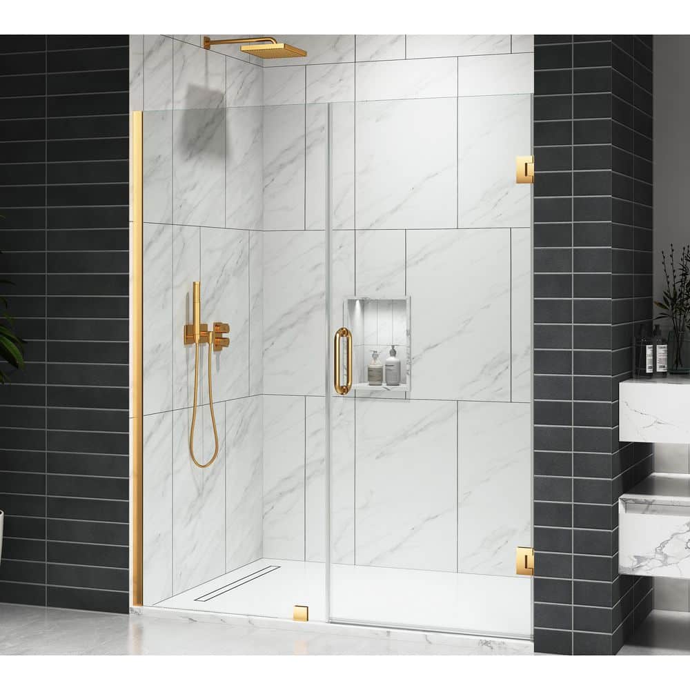 EV 24D Series 34-35 in. W x 72 in. H Frameless Hinged Swing Shower Door with 3/8 in. Tempered Clear Glass in Satin Brass price history on PriceWatchPro