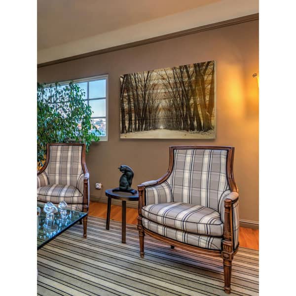 PARVEZ MICHEL INC 40 in. H x 60 in. W "Tree Path" by Parvez Taj Printed Natural Pine Wood Wall Art