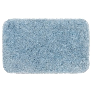 New Regency Diamond Blue 17 in. x 24 in. Polyester Machine Washable Bath Mat