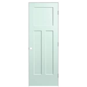 28 in. x 80 in. 3-Panel Winslow Left-Hand Hollow Core Sea Glass Molded Composite Single Prehung Interior Door