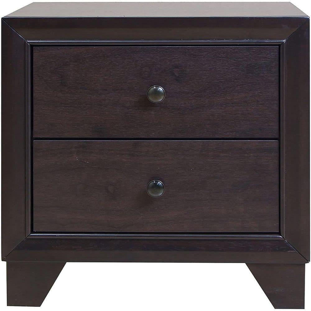 HomeRoots Amelia 2Drawer Espresso Nightstand (22 in. H x 22 in. W x 16