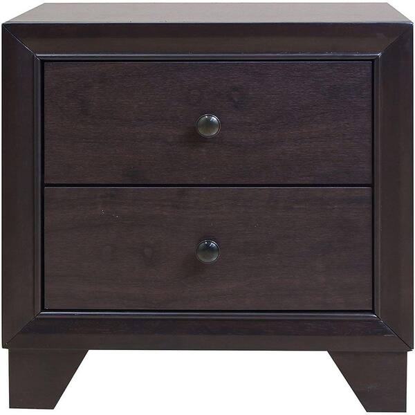 HomeRoots Amelia 2Drawer Espresso Nightstand (22 in. H x 22 in. W x 16