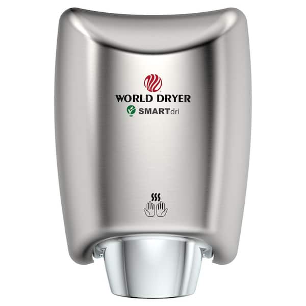WORLD DRYER SMARTdri Electric Hand Dryer, High Efficiency and Speed, Antimicrobial Technology, 110-120V, Brushed Stainless Steel