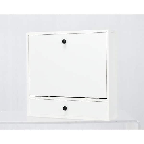 Costway Wall Mounted Computer Convertible Desk Floating Desk W/ Storage  Bookcases White : Target