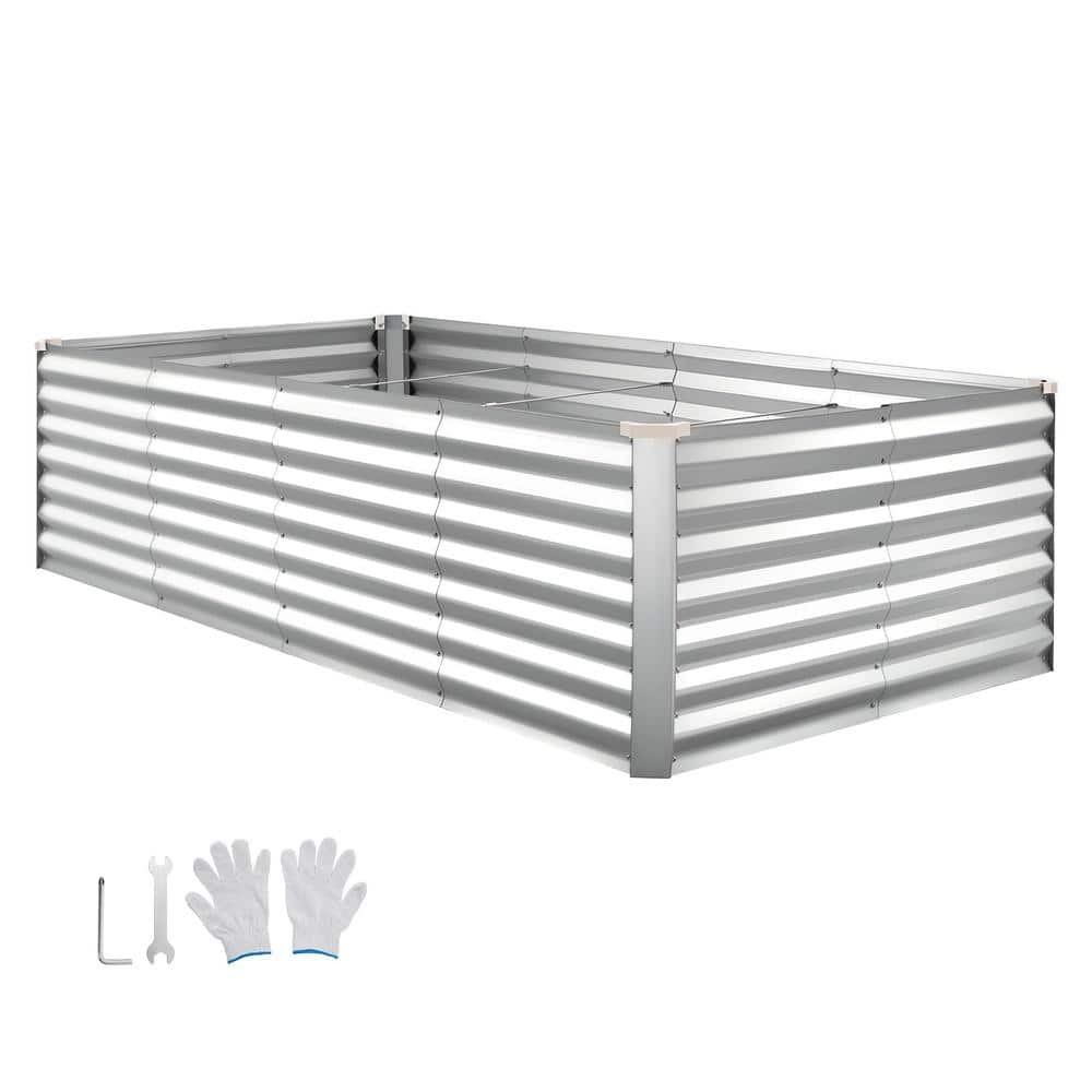 SKONYON 8 x 4 x 2 ft. Galvanized Raised Garden Bed, Rectangular