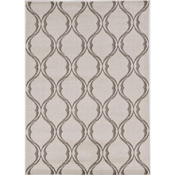 Nova Sand 8 ft. x 10 ft. Trellis Shabby Chic Outdoor Rug Area Rug