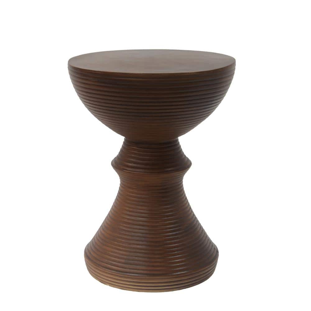 16 in. Brown Ribbed Lightweight Concrete Outdoor Patio Side Table with Hourglass Silhouette price history on PriceWatchPro