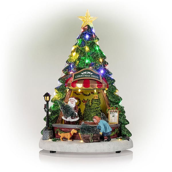 Alpine Corporation Christmas Tree Shop with LED Lights and ...