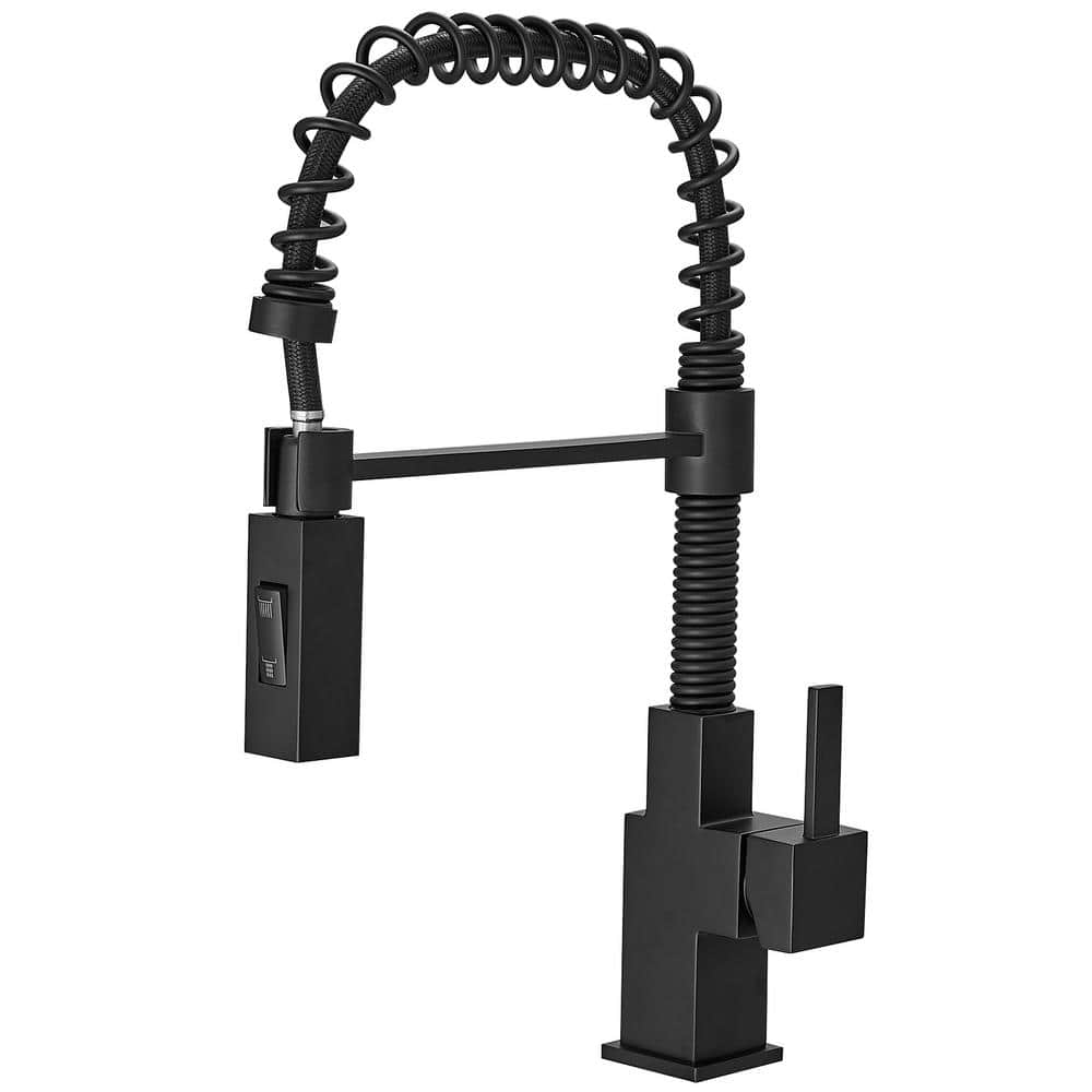 Matte Black Brass Single Handle Pull Down Kitchen Faucet