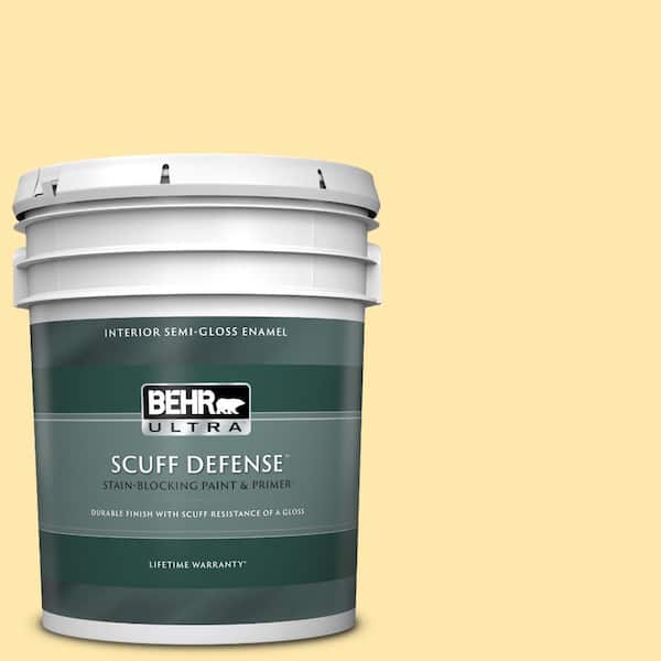 BEHR ULTRA 5 gal. #350B-4 Lemon Souffle Extra Durable Semi-Gloss Enamel Interior Paint & Primer