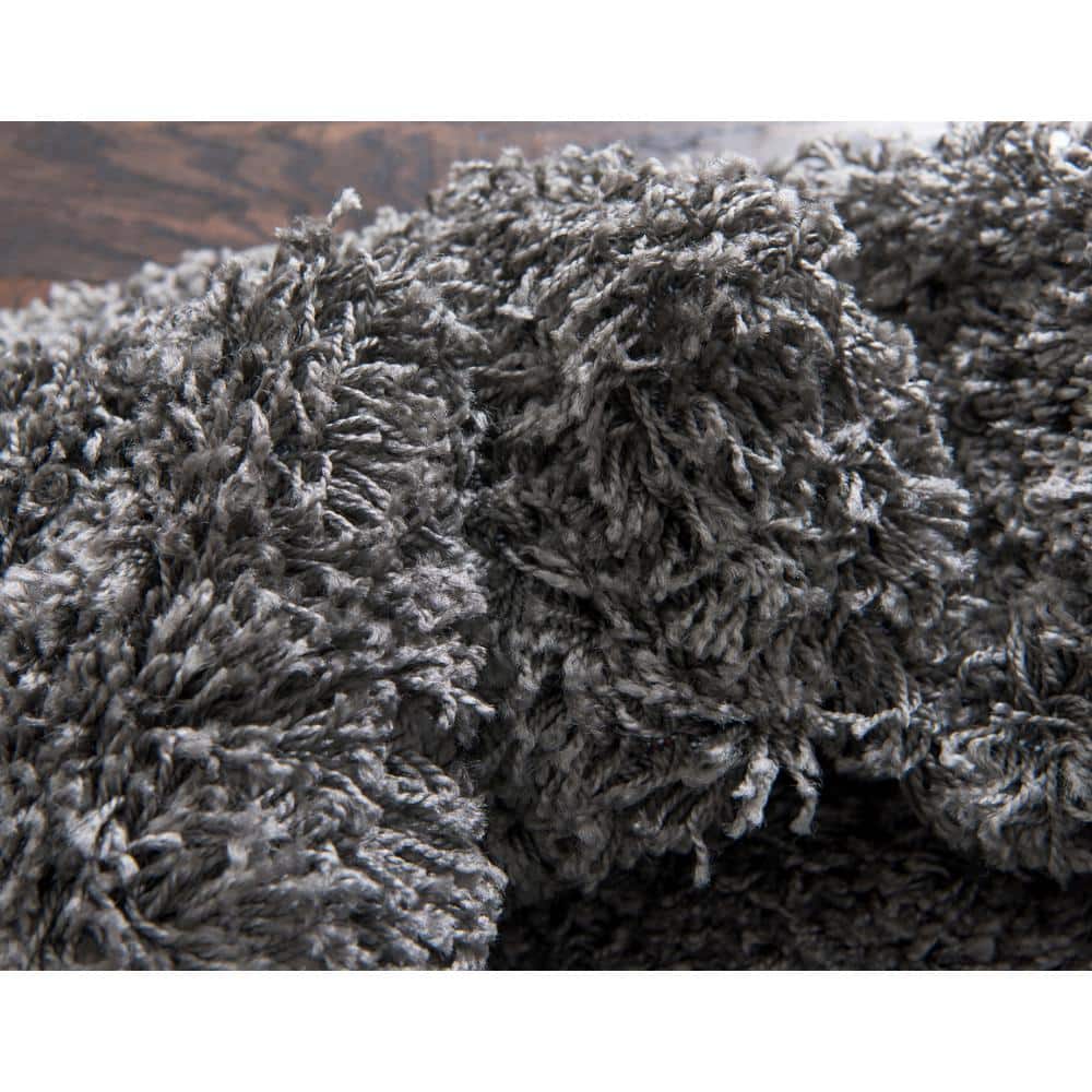 Lavish Gray Square Synthetic Shag Rug for Kids' Rooms