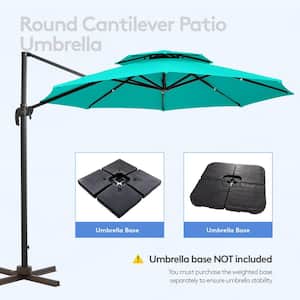 10 ft. Round Patio Cantilever Umbrella With Cover in Peacock Blue