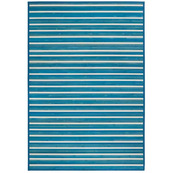 Bamboo Zhuzi Blue White 4 ft. x 6 ft. Rectangle Area Rug