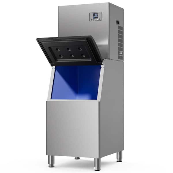 Mojgar 22.2 in. 600 lbs. Width Commercial Freestanding Ice Maker 360 lbs. Large Storage in Stainless Steel Full Size Cubes