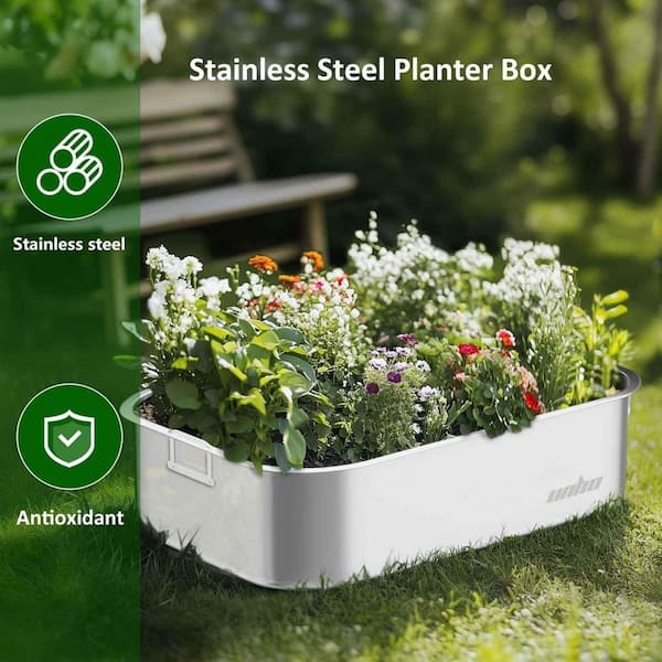 AESOME Large 23.4 in. x 15.6 in. x 5.9 in. Stainless Steel Planter
