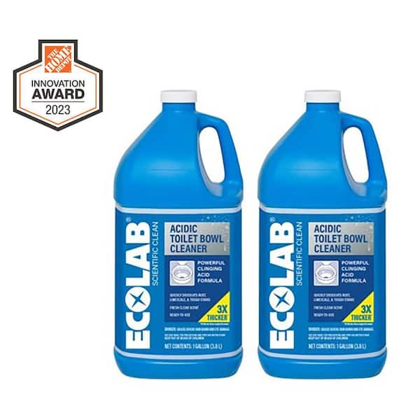ECOLAB 1 Gal. Acidic Toilet Bowl Disinfectant, Cleaner and Limescale Remover for Bathroom Toilets and Urinals (2-Pack)