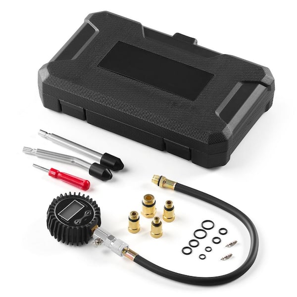 Engine Cylinder Compression Tester Kit with Pressure Gauge (10-200 PSI), Includes 4 Adapters and Metal Tubes for Cars