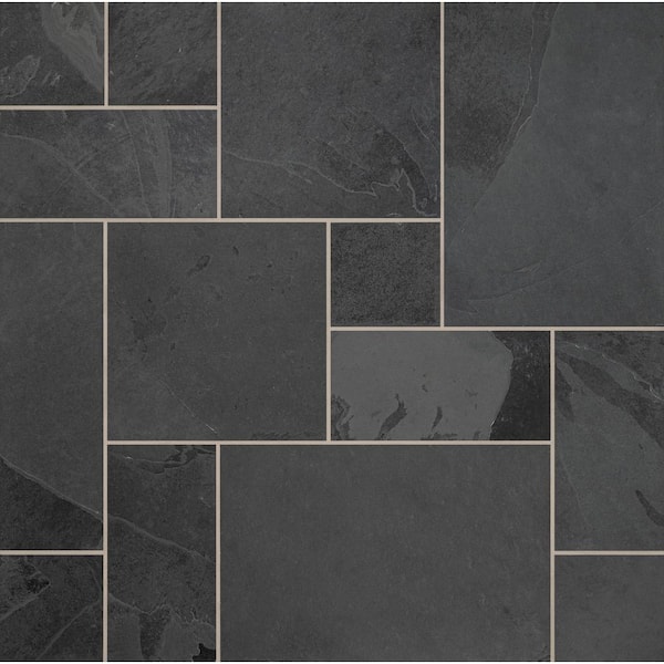 Montauk Black Pattern Gauged Slate Floor and Wall Tile (5 Kits / 80 sq. ft. / pallet)