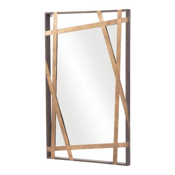 HomeRoots 19.7 in. W x 31.5 in. H Steel Gold Decorative Mirror