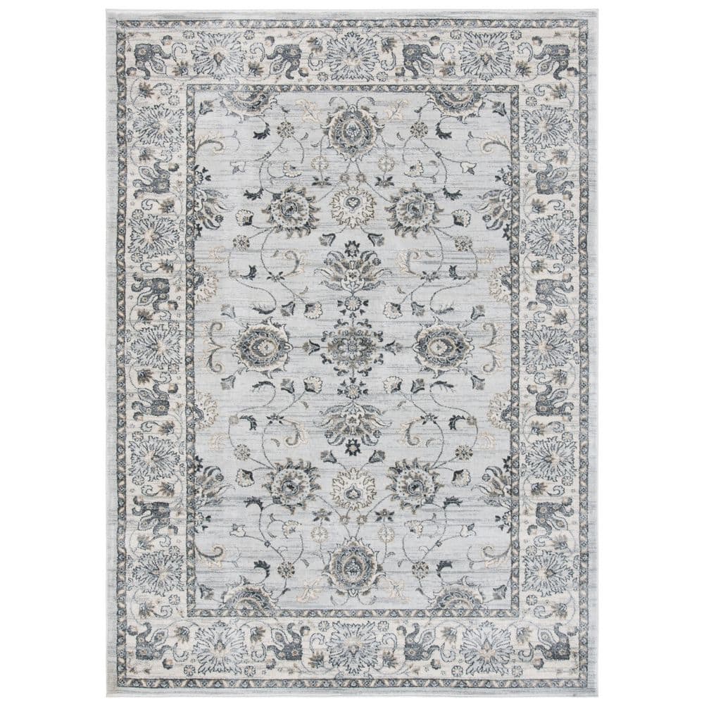 Isabella Gray Floral Medallion Synthetic Area Rug 4' x 6'