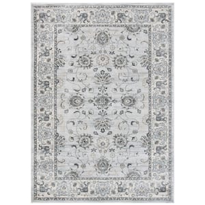 Isabella Light Gray/Cream 4 ft. x 6 ft. Speckled Floral Border Area Rug