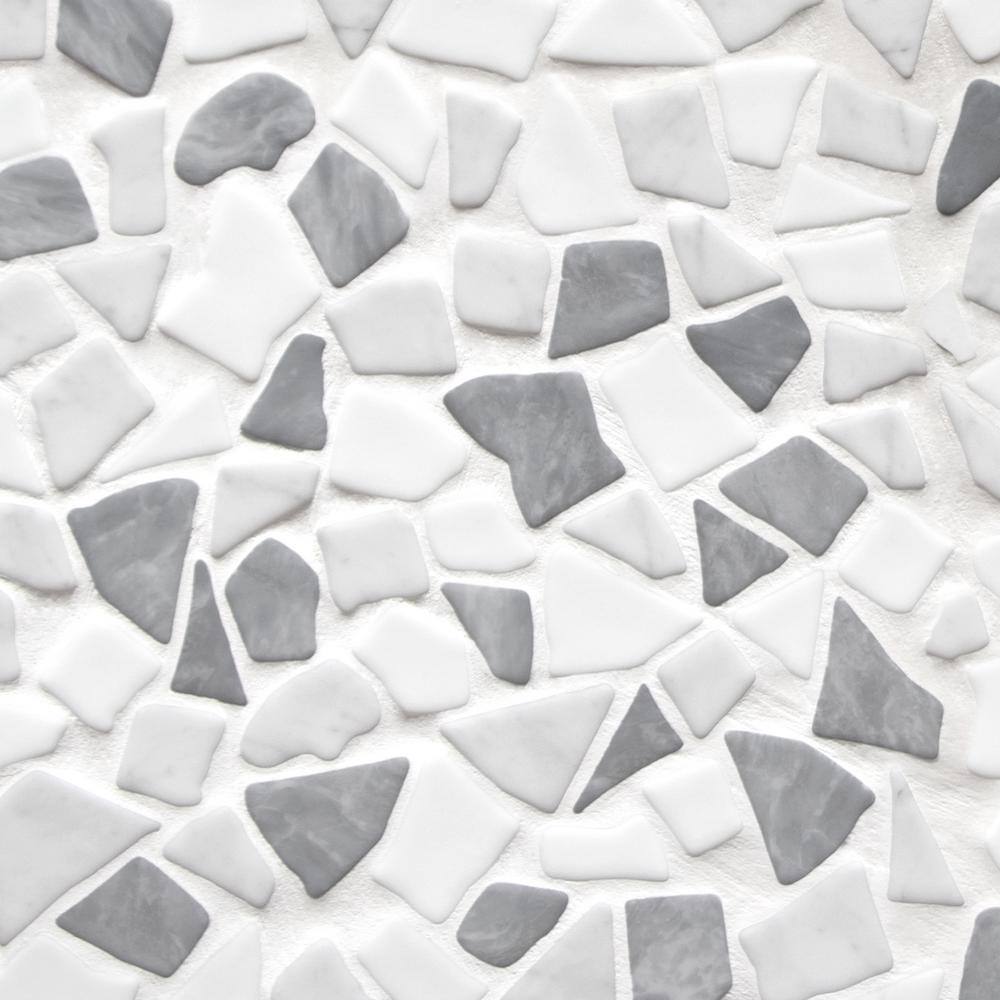 12" x 12" Mixed Gray Pebble Glass and Marble Mosaic Tile