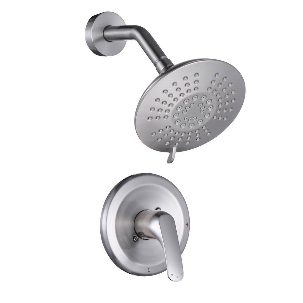 Single Handle 5-Spray Shower Faucet 1.8 GPM with Adjustable Head in. Spot Resist Brushed Nickel (Valve Included) price history on PriceWatchPro