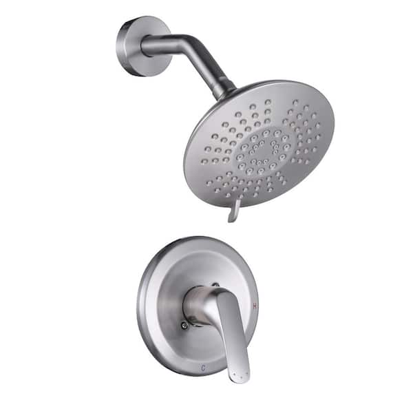 AVITAS Single Handle 5-Spray Shower Faucet 1.8 GPM with Adjustable Head in. Spot Resist Brushed Nickel (Valve Included)