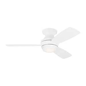 Ikon 44 in. Integrated LED Indoor Matte White Hugger Ceiling Fan with White Blades Light Kit and Remote Control