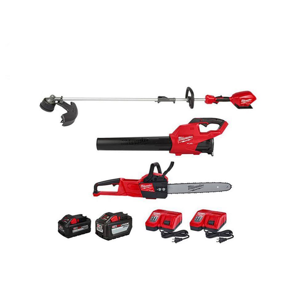 M18 FUEL 18V Lithium-Ion Brushless Cordless QUIK-LOK String Trimmer/Blower w/M18 FUEL Chainsaw Combo Kit(3-Tool) -  Milwaukee, 3000-21-2727